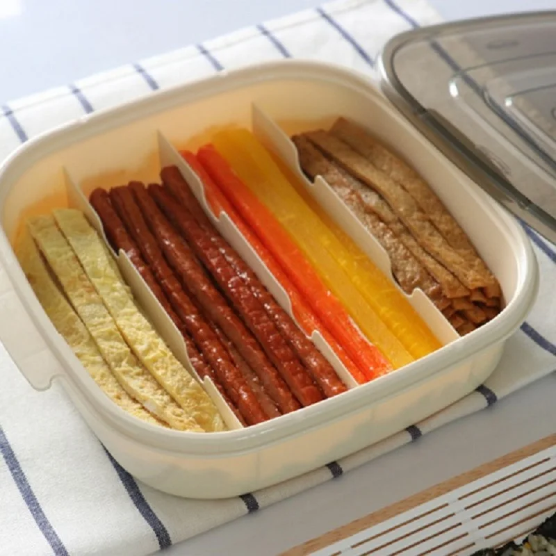 히키스 날짜표시 김밥재료 칸칸 보관용기 도시락 김발 증정
