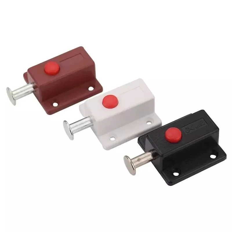 Hot Spring Loaded Press Button ABS Plastic Bolt Sliding Lock Latch For Door Furniture Hardware Accessories