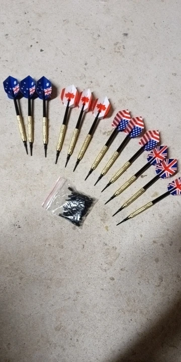 Set 12 Fléchettes Souples Professionnelles – Fûts Laiton et Ailettes Nations photo review