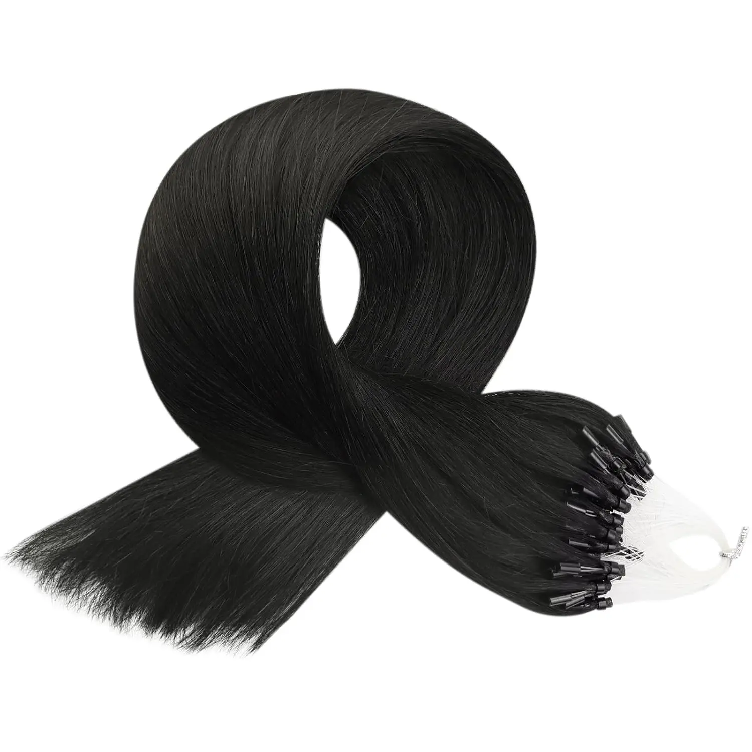 LaaVoo Remy Micro Link Hair Extensions Human Hair 50G 14-24inch Brazilian Natural Straight Human Prebonded Micro Loop