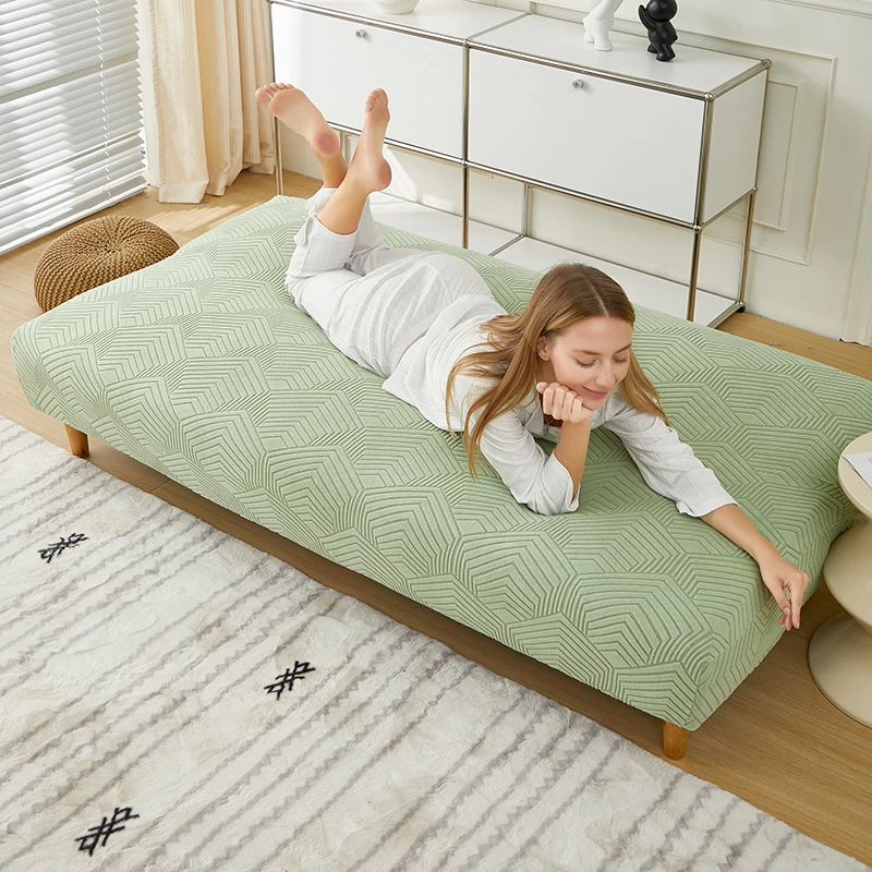 Four seasons Universal Solid Color Elastic Armless Sofa Bed Cover Foldable Three-dimensional Jacquard Sofa Cover