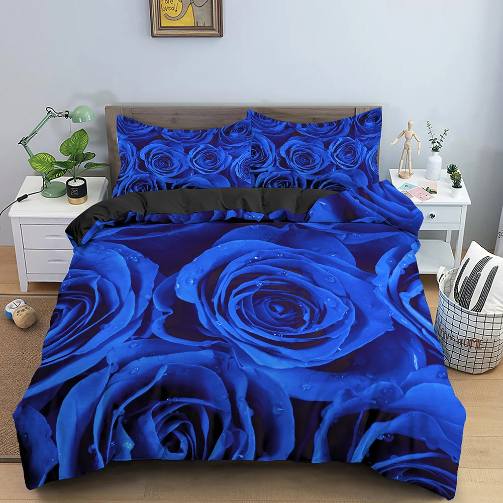 Erosebridal Jogo de cama de cobra azul rosa flor lençol com elástico  tamanho Queen, vermelho réptil para crianças, adolescentes e adultos,  conjunto de 3 peças de decoração de cama com 2 fronhas