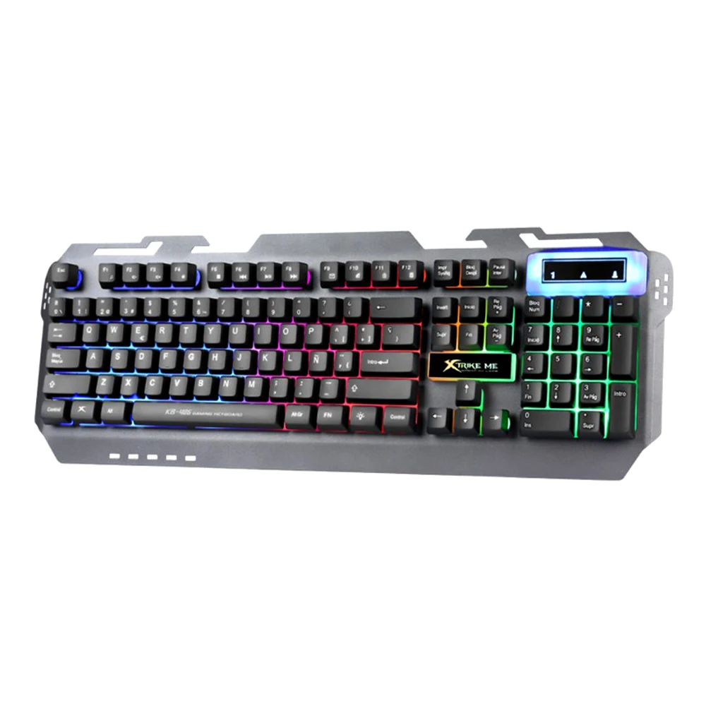 Metal Keyboard for Retro Games with Multicolor Lighting Spanish Keys Ñ ...