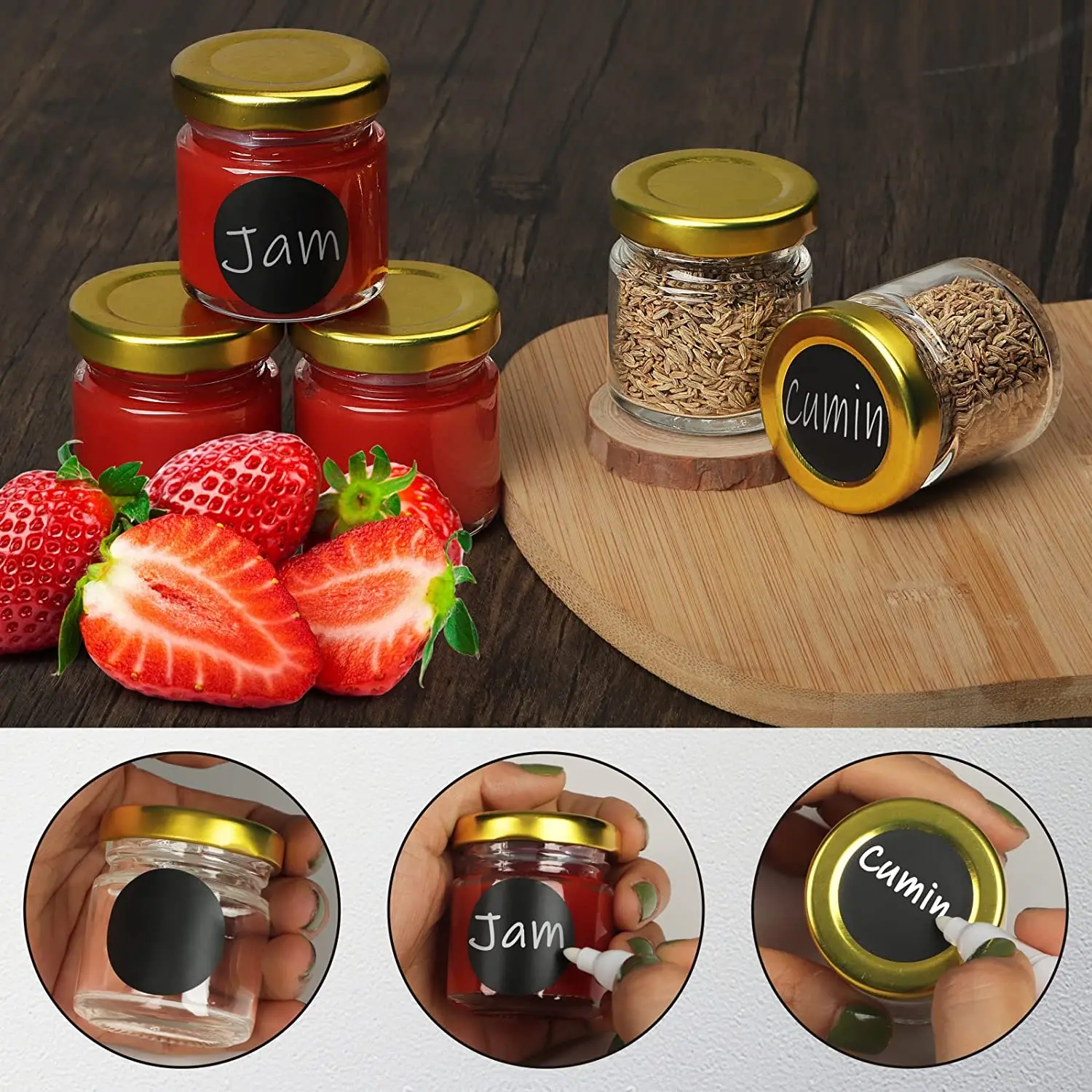 Small Glass Jars with Lids, 1.5 oz Mini Jam Jars, Small Honey Jars for Favors, Candle Jars for Candle Making for Gifts 5