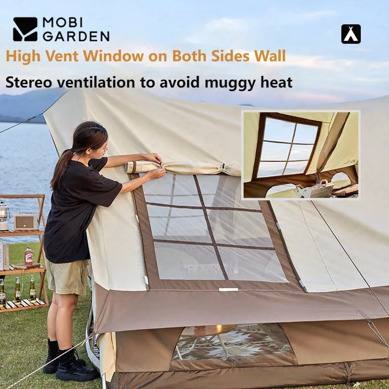 Mobi ガーデンテント,高級キャンプテント,大型スペース,綿製,お部屋用,3〜4人用,通気性, ...