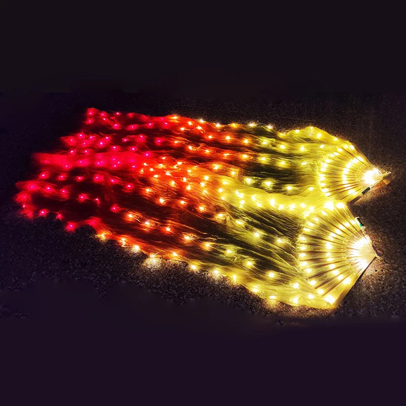 Women's Belly Dance Rechargeable Led Fan Veil 180Cm Shiny Led Rainbow