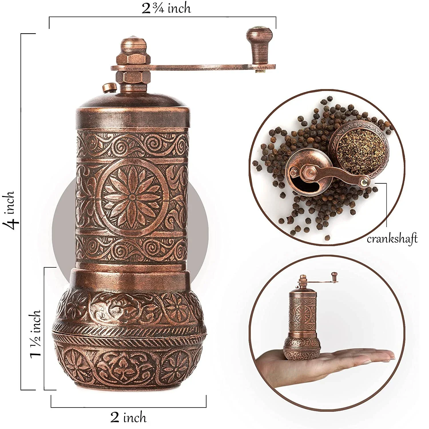 A08f5af57643a4092a33c37f518ee5ab2H Handmade Antique Salt Coffee Spice Grinder Antique Coffee Mill, Qualified Refillable Turkish Style Mill, Adjustable Mill, Manual