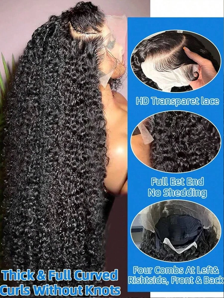 42 Inch Deep Wave Lace Front Wigs Human Hair 13x4 13x6 HD Lace Front Wigs for Women Pre Plucked Brazilian Curly Human Hair Wig 4