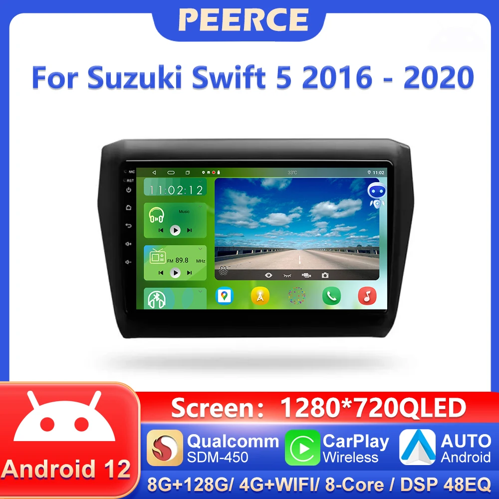 

PEERCE Android 12 For Suzuki Swift 5 2016 - 2020 Car Radio Multimedia Video Player Navigation stereo GPS Auto No 2din 2 din dvd