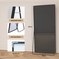 Anajqaqia Большое напольное зеркало высокой четкости 180x80 см, стоящее зеркало для подвешивания или наклона у стены, черный/золотой — изображение 5