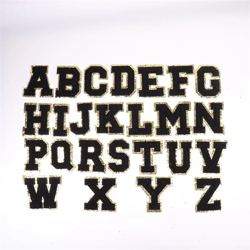 A-Z 5.5cm Adhesive Letter Patches Towel Chenille Embroidery Letter For PVC  Pouch Stick on Patches