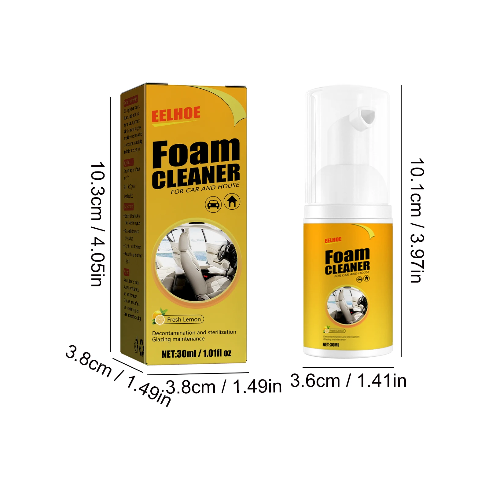 Eelhoe 30ml Car Foam Cleaner Spray Car Interior Leather Fabric Stain Remover Auto Decontamination Polishing Bubble Clean Spray