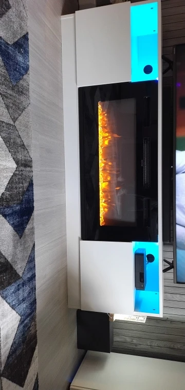 70 Inch Recessed Electric Fireplace TV Stand with Closed Storage