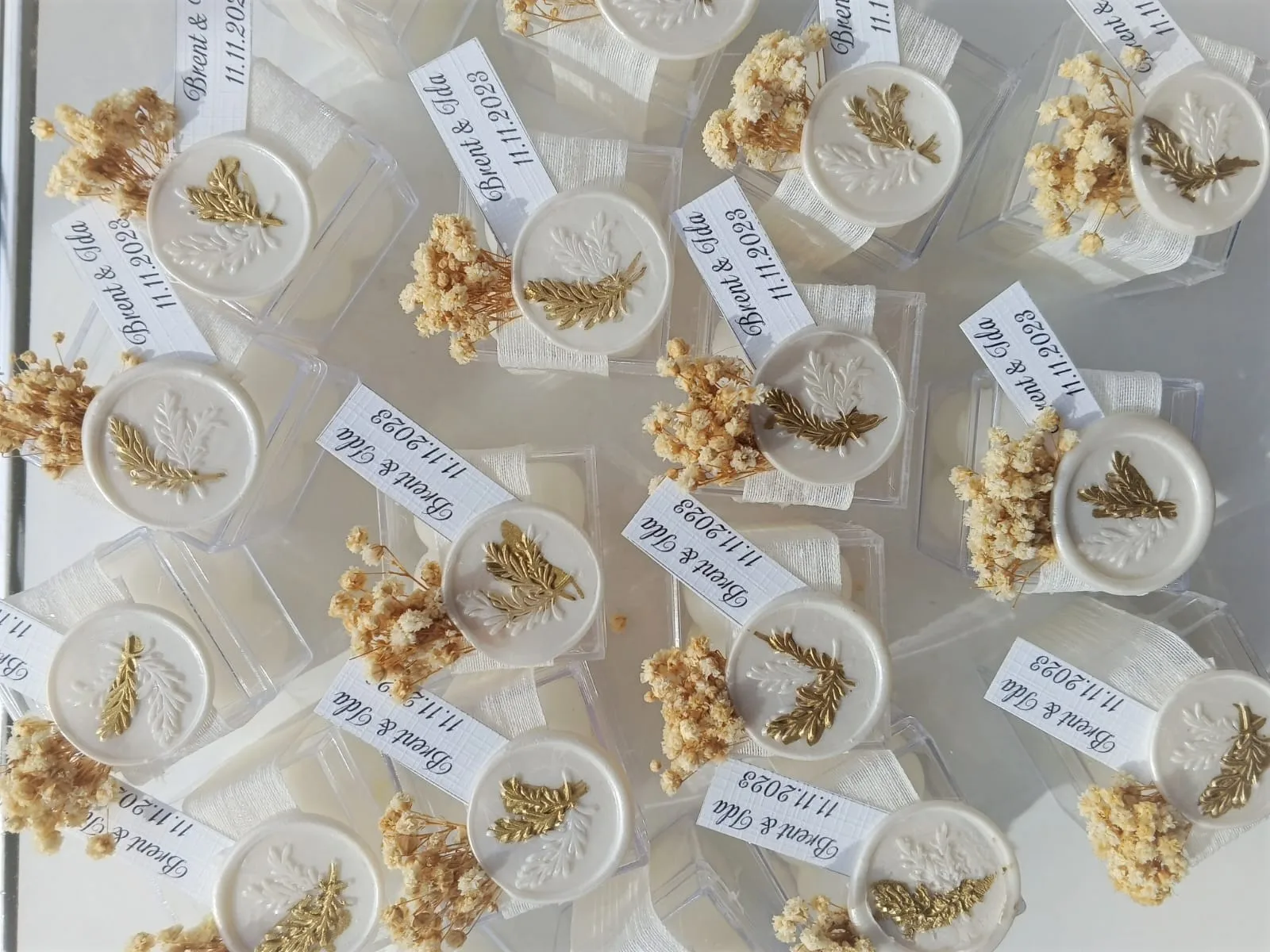 결혼식 촛불 꽃 선물 가방, 개인화 소박한 장식 선물, 결혼 세례식 촛불 손님에 대한 호의 