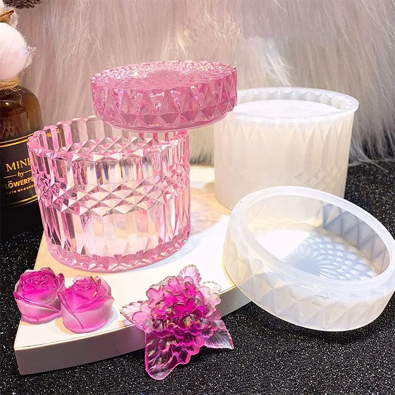 

DIY Crystal Epoxy Resin Mold Storage Faceted Storage Jar Silicone Mold