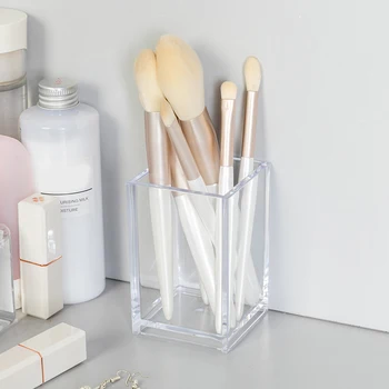Make Up Organizer Plastic Makeup Brush Pot Storage Acrylic For Cosmetics Holder Desk Cosmetic Storage Container 1
