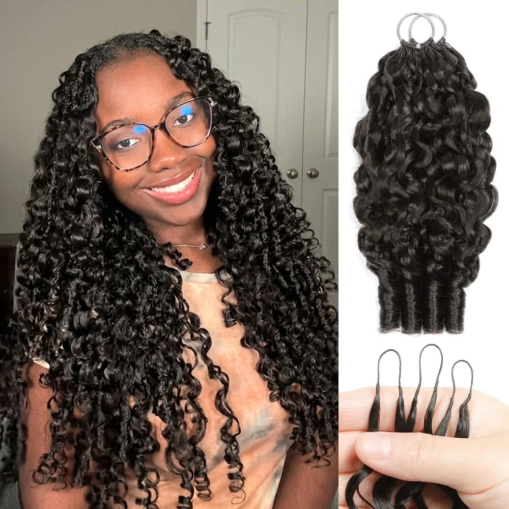 Burmese Curly Braids Boho Miracle Knots Crochet Human Hair 100% Human Hair Extension Feathered Human Crochet Hair For Braiding 1