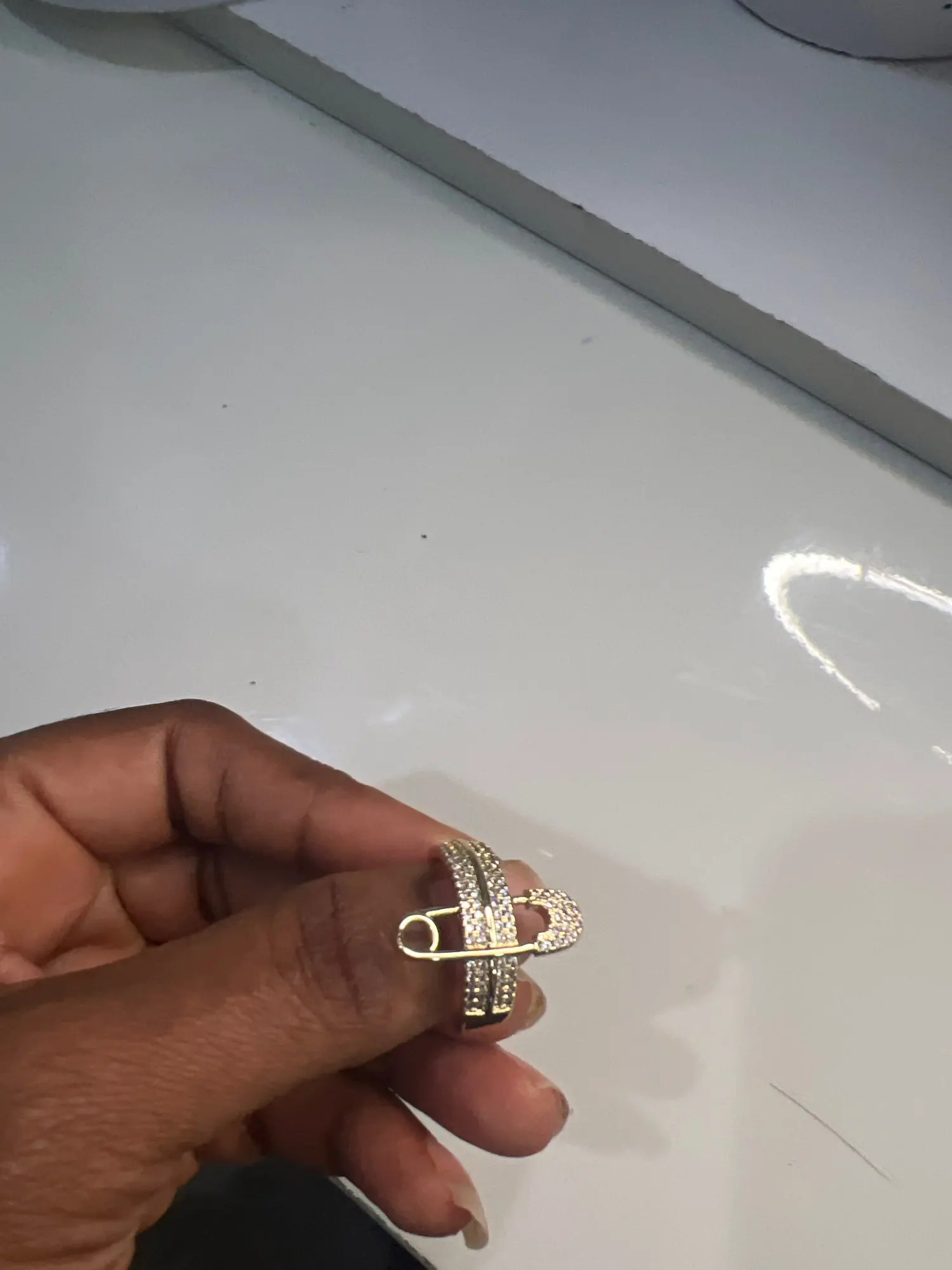 Guldfärg Lightning Cool Rings Klassisk Pin Clip Geometri Open Ring Lyxiga smycken