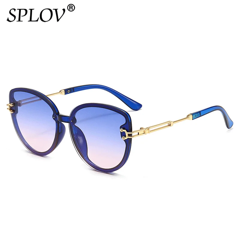Moda okulary przeciwsłoneczne Cat Eye kobiety mężczyźni marka projektant na zewnątrz odcienie damskie gradientowe okulary metalowa rama czarny niebieski czerwony UV400