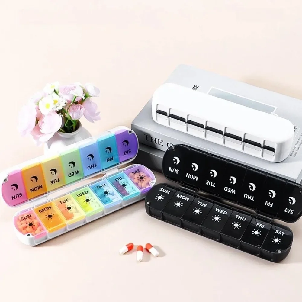 Compact Magnetic Weekly Pill Organizer - Portable and Lightweight Vitamin Storage Box