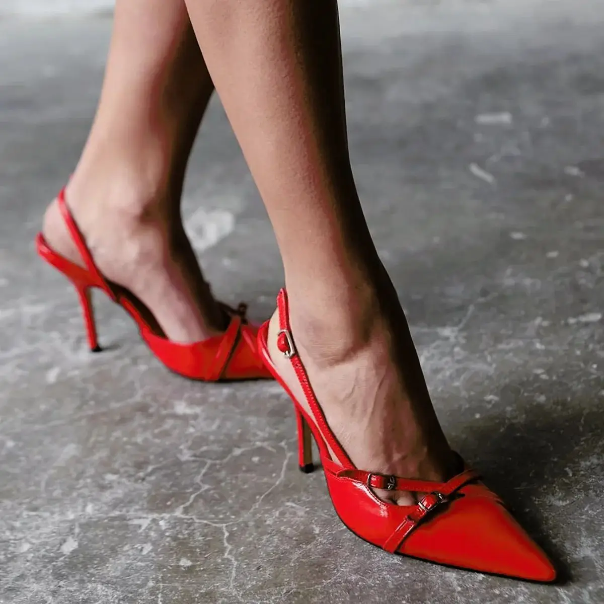 

Cherry Real Leather Patent Leather Thin 9 cm Heel Pointed Toe Heeled Shoes Red Burgundy Black Stiletto Sandals