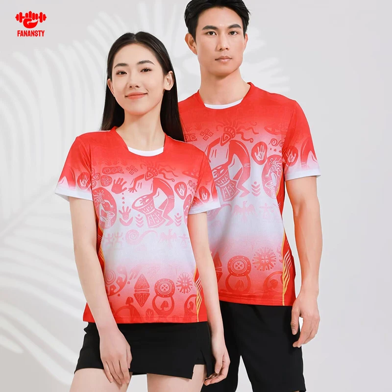

2024 Tennis Shirt Uniform Men Women Unisex Sportwear Badminton Cycling Running T-Shirt Breathable Customize Logo Team