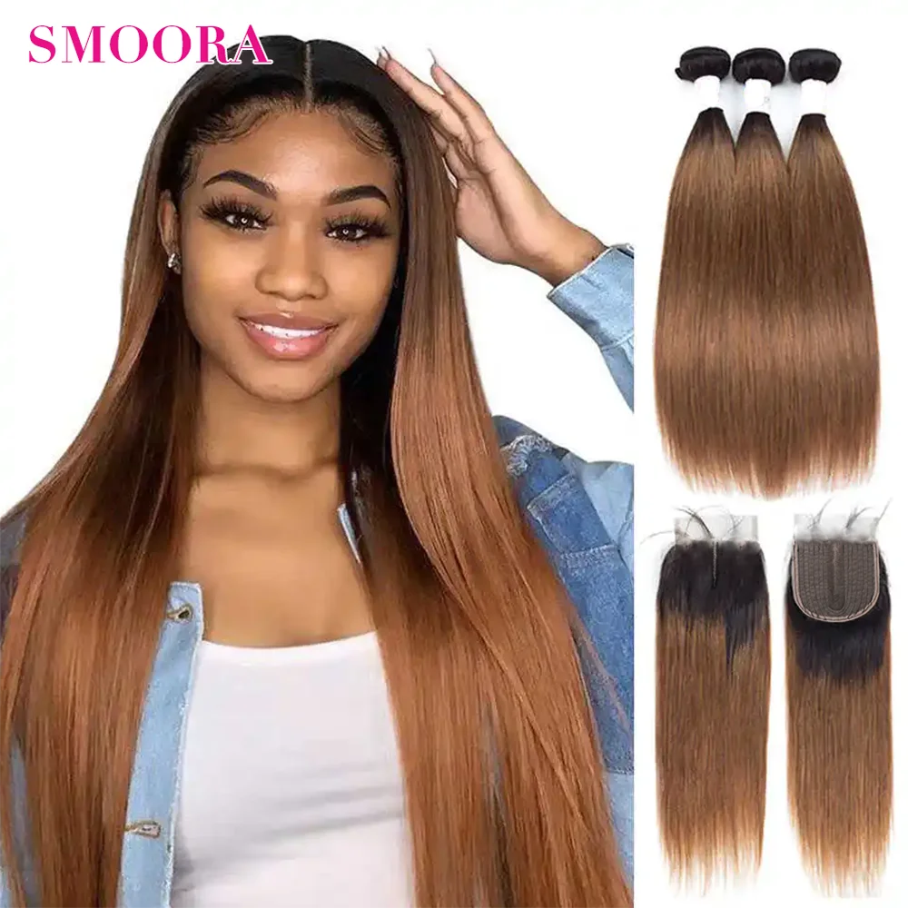 Straight Weave Bundles With Closure 5x1 Lace Part Closure With 3 4