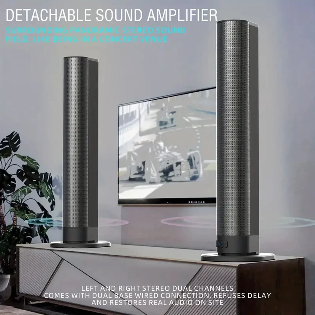 TV sound system, detachable 2-in-1 wireless 5.3-channel TV sound system, 29 inch 2.2-channel TV speaker, supports AUX/USB