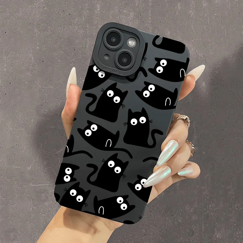Black Cat Matte Silicone Soft Phone Case