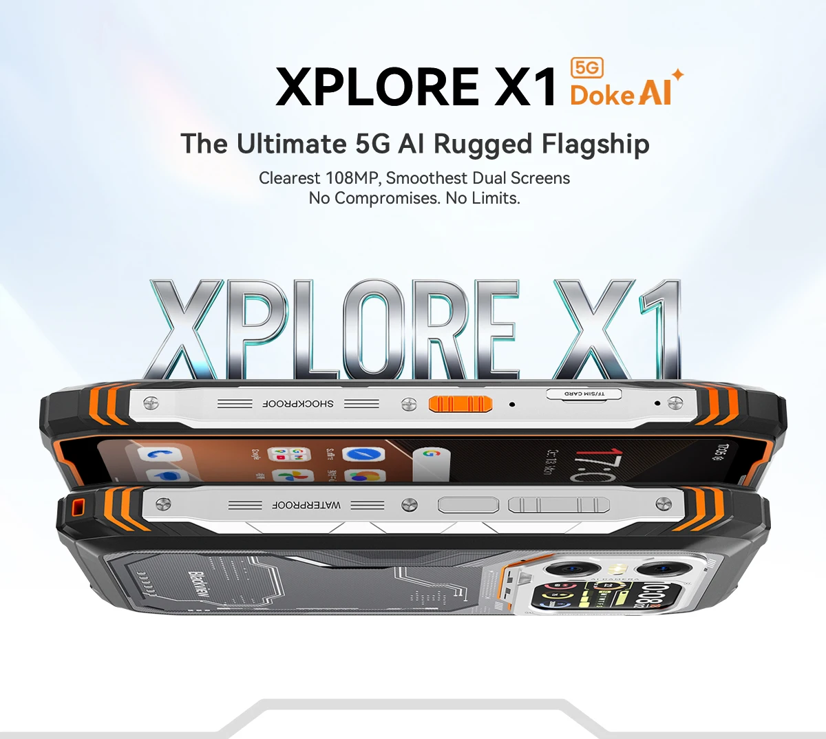 Blackview XPLORE X1 5G AI Rugged Flagship 12GB+256GB 6.78" Android 15 120Hz 10000mAh 55W 108MP Main IP68 WiFi6