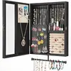 Wall Mounted Jewelry Organizer With Rustic Wood Large Space Jewelry Cabinet, Holder, Storage Box for Necklaces, Earrings, Bracel 1