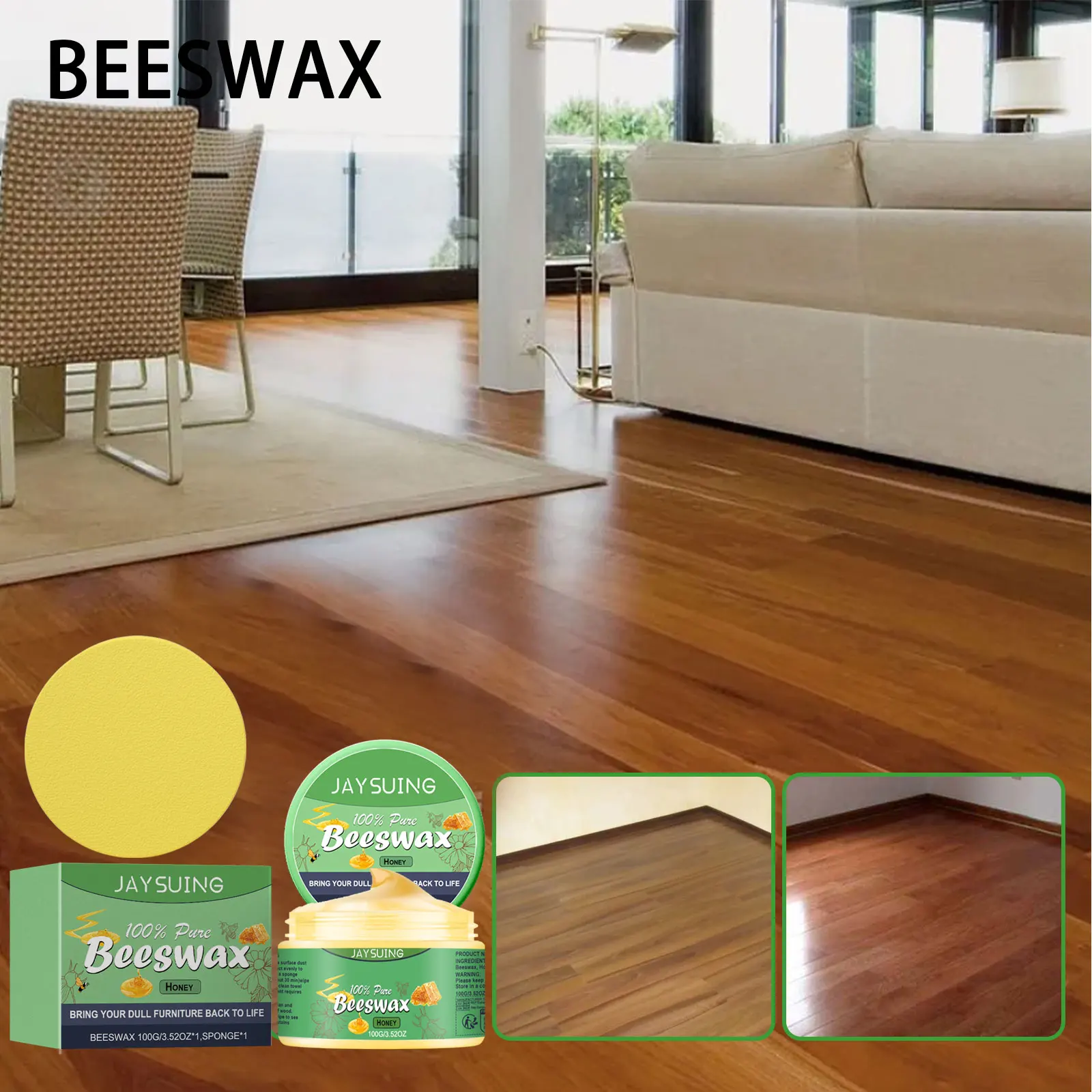 Jaysuing Wood Seasoning Beewax Natural Restoring  Multipurpose Beeswax Wood Furniture Polish Scratch Repair Natural Shine Care