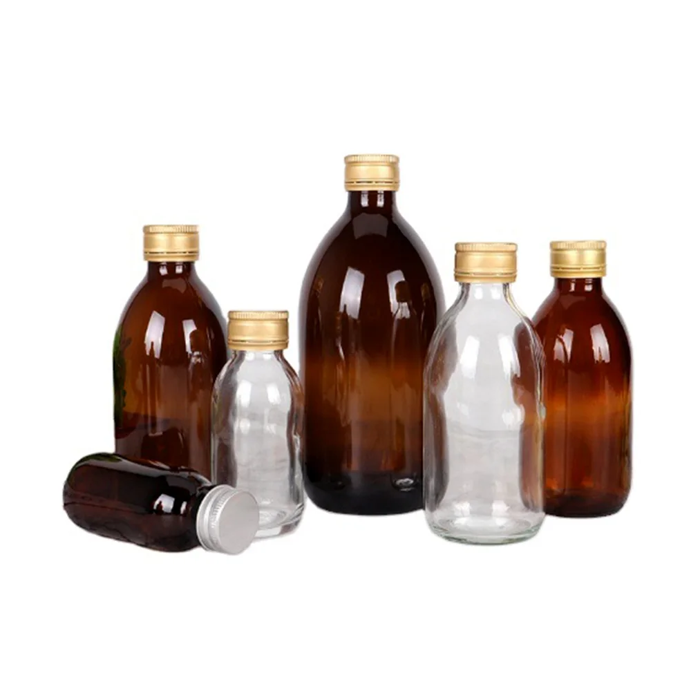 Empty Medicine Glass Amber Bottles with Alu Lid for Syrup Liquid Oral Liquid Glass Bottles MOQ1000 Custom Available Inbox Us 2