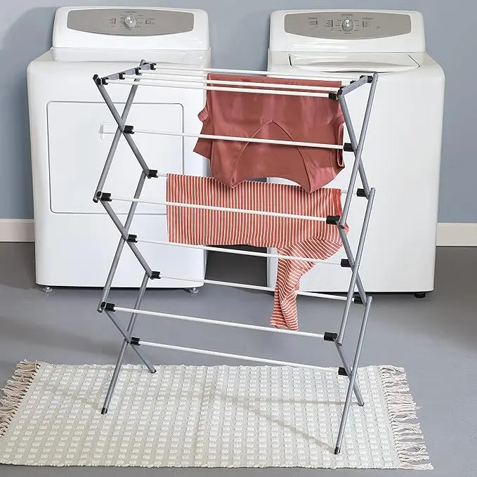 Collapsible steel drying rack. Space-saving design for indoor or outdoor use. Sturdy and foldable. 2