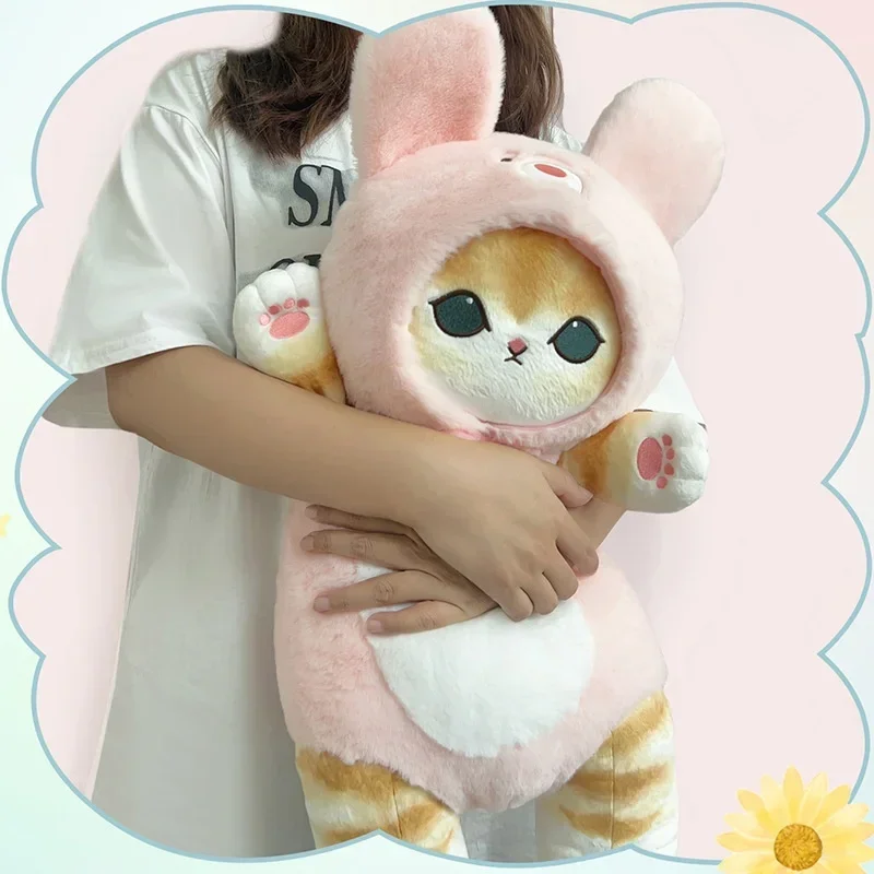 Hakiki Mofusand köpekbalığı kedi sevimli Panda Bunny peluş oyuncak karikatür yastık sarılmak yastık odası dekorasyon do 3