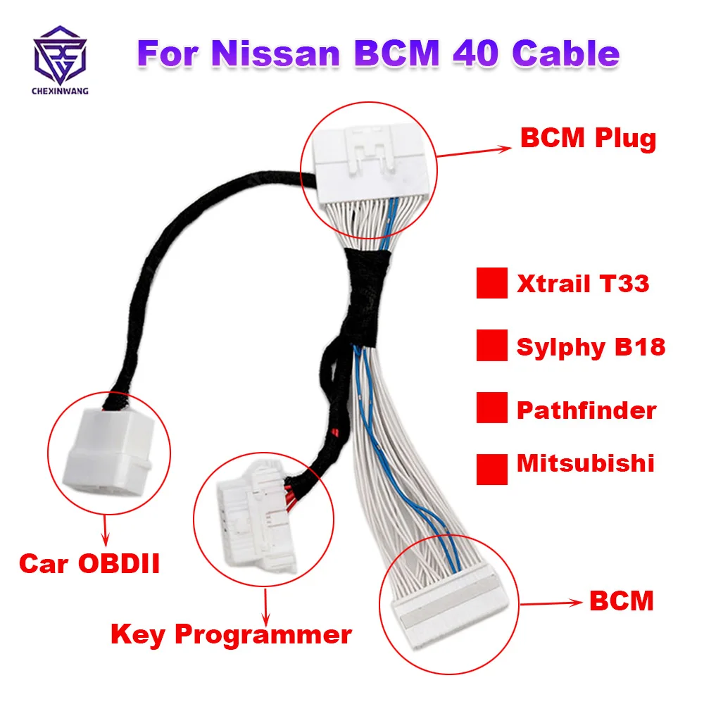 

BCM 40 Cable for Nissan Sylphy B18 Xtrail T33 for Mitsubishi 4A Smart Key Cable for OBDSTAR K518 Autel IM508 IM608 Key Tool Plus