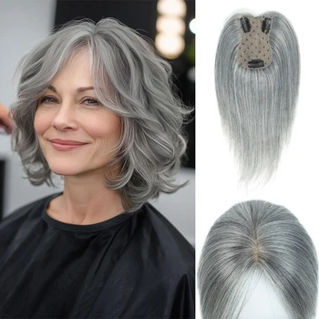 Real Human Hair Toppers for Women Daily 360° 3D Hair Pieces with Thinning Hair Upgrade Middle Part Clip in Bangs20, 25, 30, 35cm 1