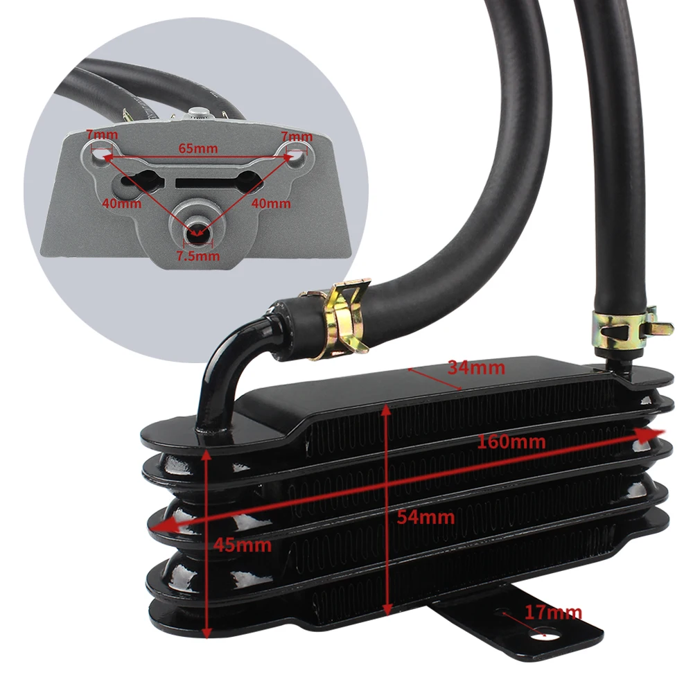 Motoroliekoelradiator, Motorfietsolieradiatorset Motoroliekoelkoelsysteem Kit Vervanging voor Monkey 125 Tot Dirt Pit Bike