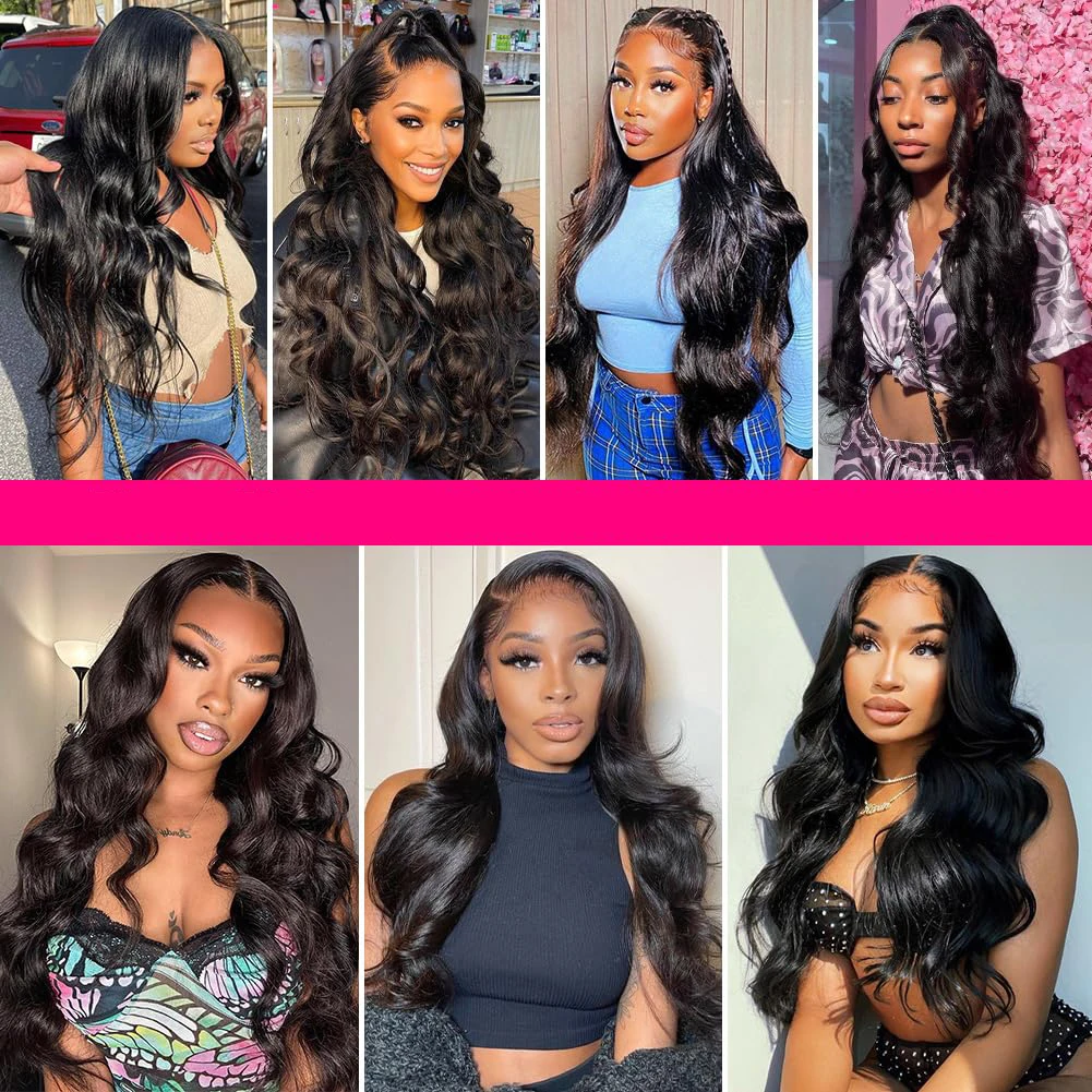 Body Wave Lace Front Wigs 30 Inch 13x6 Pre Plucked Synthetic HD Lace Front Wig 180% Density Frontal Glueless Wigs with Baby Hair lace front wig