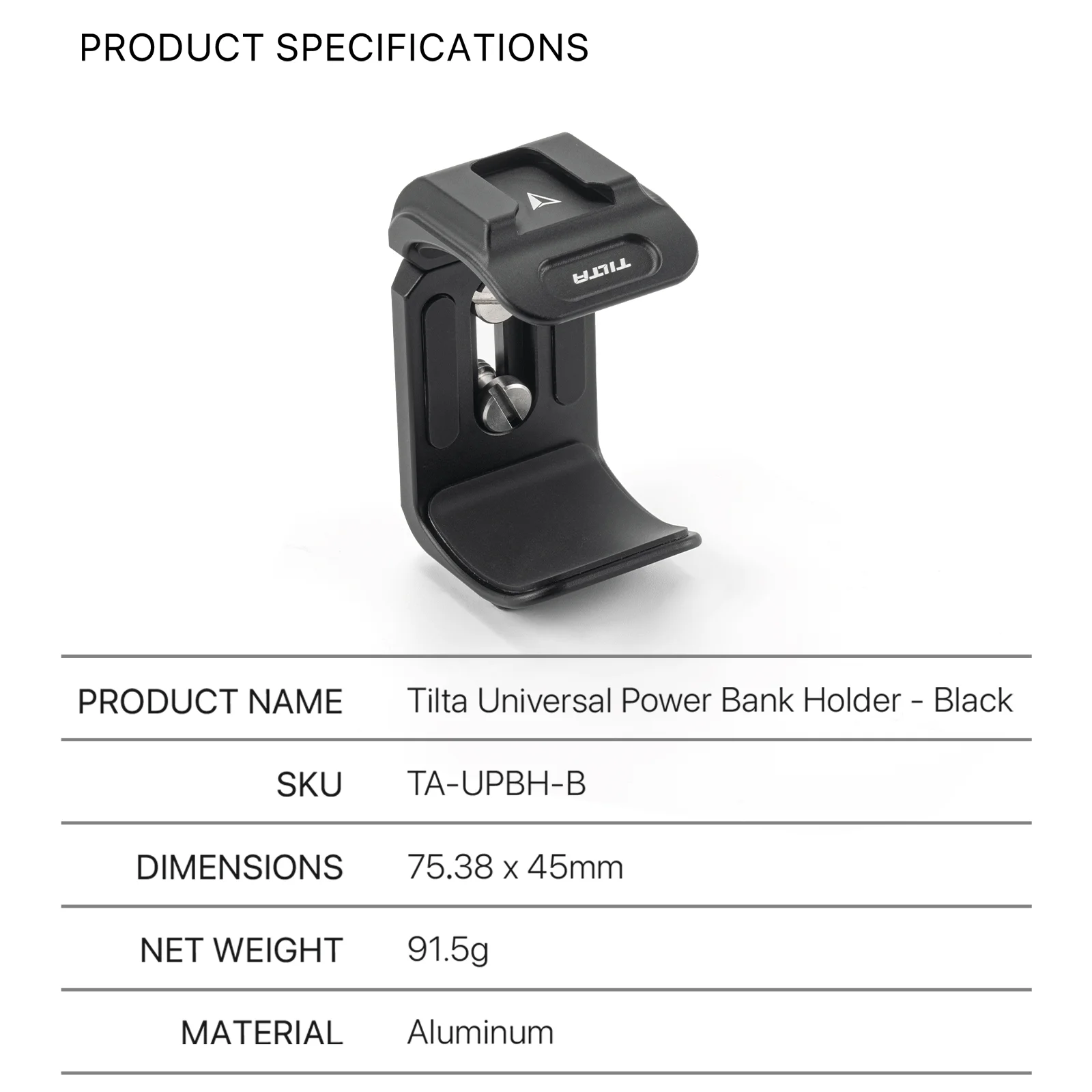 TILTA Universal Power Bank Halter TA-UPBH-B Schnellspanner Klemmhalterung für 58 mm-94 mm tragbare Stromversorgung, passend für DSLR-Kamera 1/4 Zoll – Detail 13