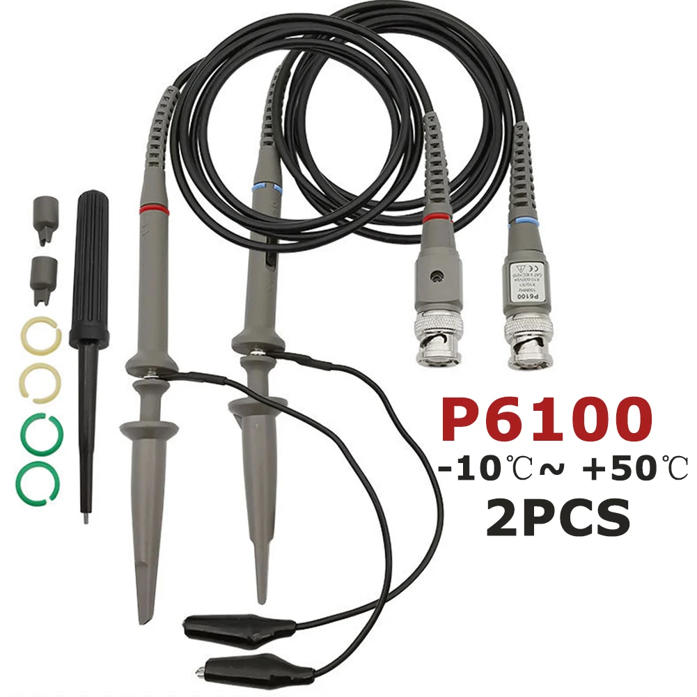P6100 Oscilloscope Clip Probe Cable 2 Pack BNC Connector For Oscilloscope Universal For Parts Accessories