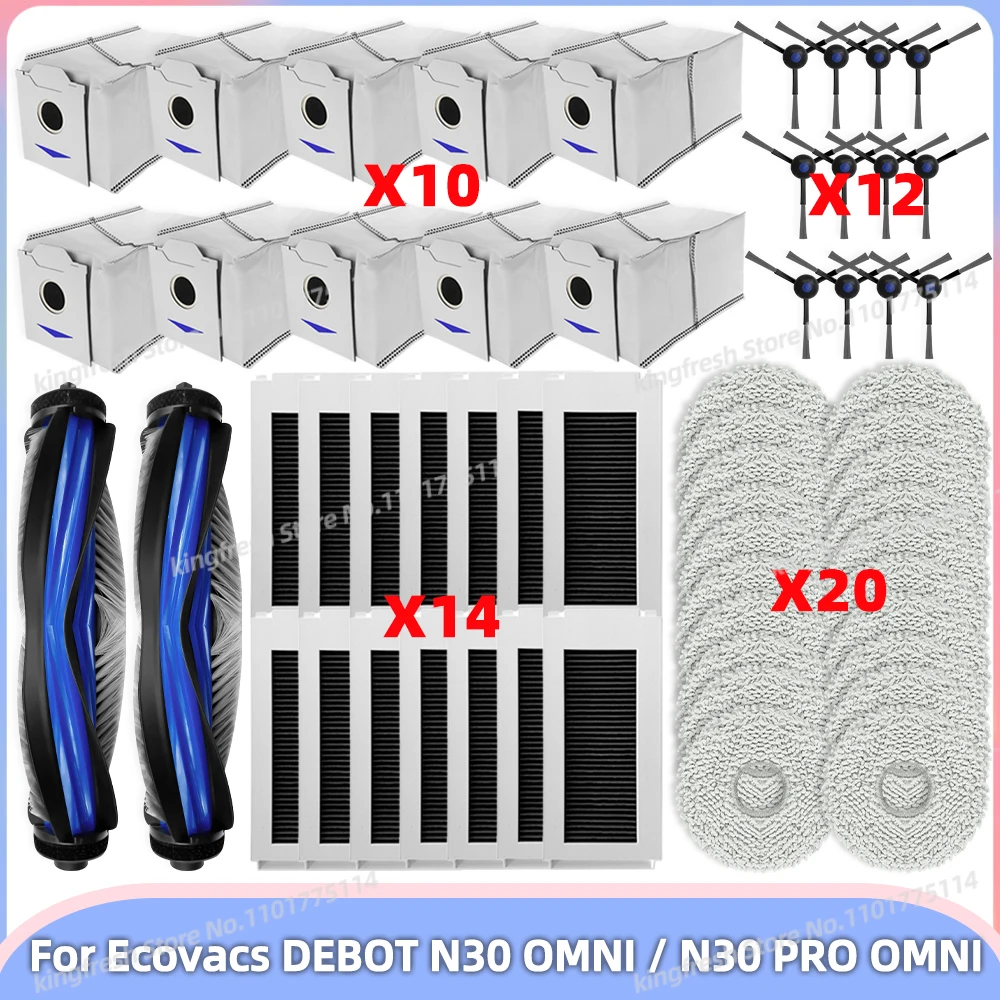 Fit For Ecovacs Debot N30 OMNI / N30 PRO OMNI Vacuum Parts Main Roller Side Brush Hepa Filter Mop Cloth Dust Bag Accessories