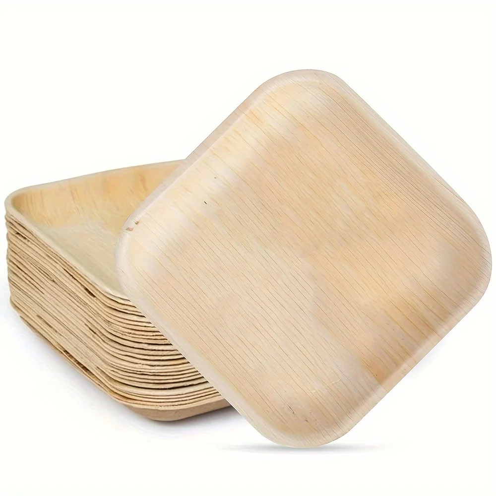 6 Inch Round-Bamboo Style (40 Pack), Sustainable, Decorative & Compostable Tableware