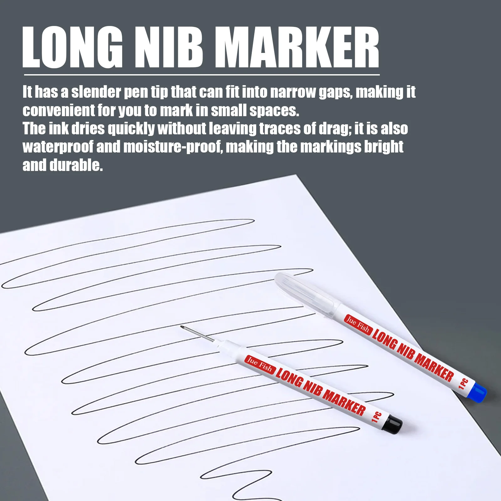 Multi-Purpose Deep Drill Hole Long Nib Waterproof Marker Pens Bathroom Home Wood Working Red Black Blue Colorful Carpenter Pen