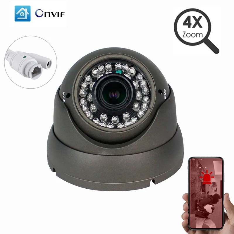 8MP IP POE Camera Dome Vandalproof 2.8-12mm Lens Varifocal Manual Zoom ONVIF Indoor Surveillance Security IP Camera Xmeye APP