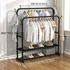 Double-Layer Clothes Drying Rack with Shoe Storage Shelf–Organizer Shelf,Floor Standing Design for Bedroom,Balcony,or Bathroom 3
