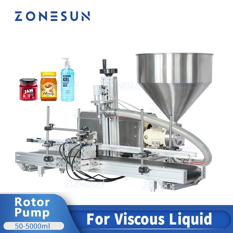 

ZONESUN Automatic Sticky Paste Sunscreen Cream Moisturizer Shampoo Liquid Honey Bottling Pack Filling Machine For Cosmetics