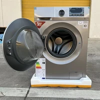 Drum Washing Machine Compact Portable Full Automatic Laundry Washer in Gray Apartment with Drain Pump LED Display Programs 1