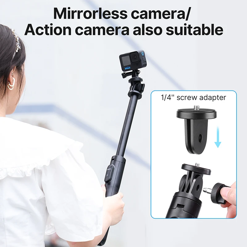 Ulanzi SK-03 Wireless Bluetooth SelfieStick Tripod Extend for GoPro Hero 12 11 10 for insta360 DSLR Camera Smartphone Monopod