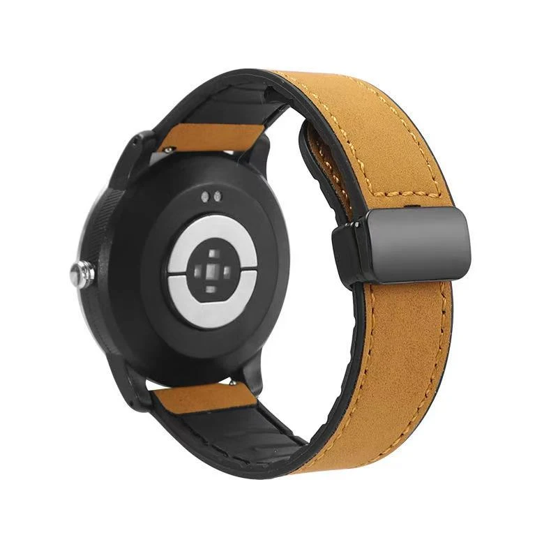 Elegant Leather Strap with Magnetic Buckle, 20mm/22mm - Soft and Stylish Band